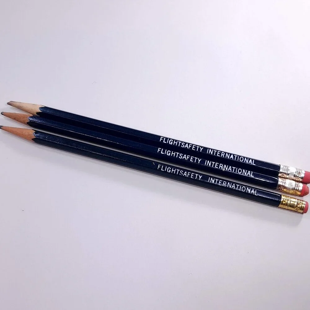 Flightsafety International pencil set 3 Flight safety‎ airplane plane navy blue